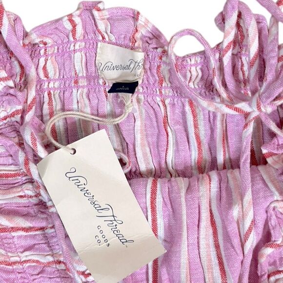 Universal Thread Pink and Red Striped Linen Blend Midi Dress, Size L, NWT - Picture 5 of 8